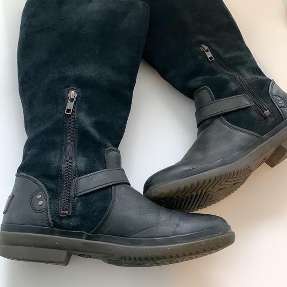 UGG - US 8 tall black boots suede and leather thick lined insulated wate… - Picture 12 of 12